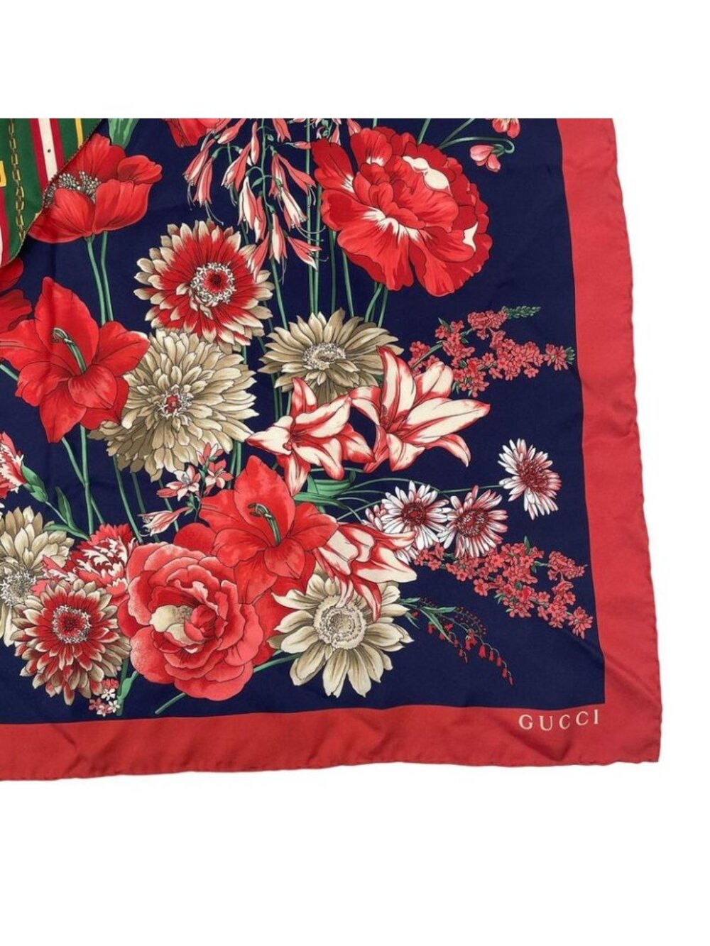 Gucci Silk Flora Scarf Floral Pattern Red - Picture 7 of 9